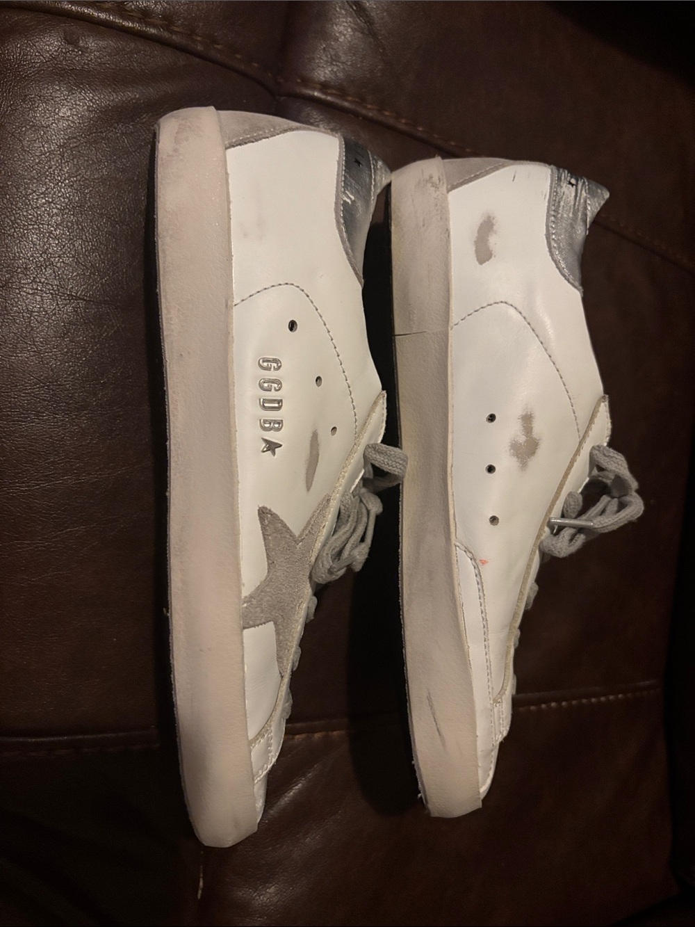 Golden Goose White Sneakers with Gray Star Accent - Picture 2 of 13